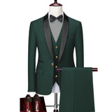 Men's Lapel Collar 3 Piece Suit Set Coat Vest Trousers / Business Groomsmen Groom Wedding Dress Blazer Jacket Pants Waistcoat