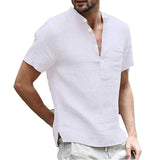 Summer New Men's Short-Sleeved T-shirt Cotton and Linen Led Casual Men's T-shirt Shirt Male  Breathable S-3XL