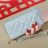 New Wallet Women's European and American Card Bag Zipper Handbag Embroidered Mobile Phone Bag