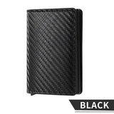 Carbon Fiber Credit Card Holder Wallet Men Rfid Smart Meral Thin Slim Pop Up Minimalist Wallet Small Black Purse Metal Wallet