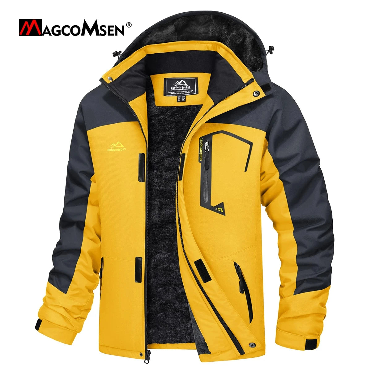 Men's Hooded Fleece Ski Jacket Waterproof Thermal Thick Warm Parka Coats Winter Snow Jacket