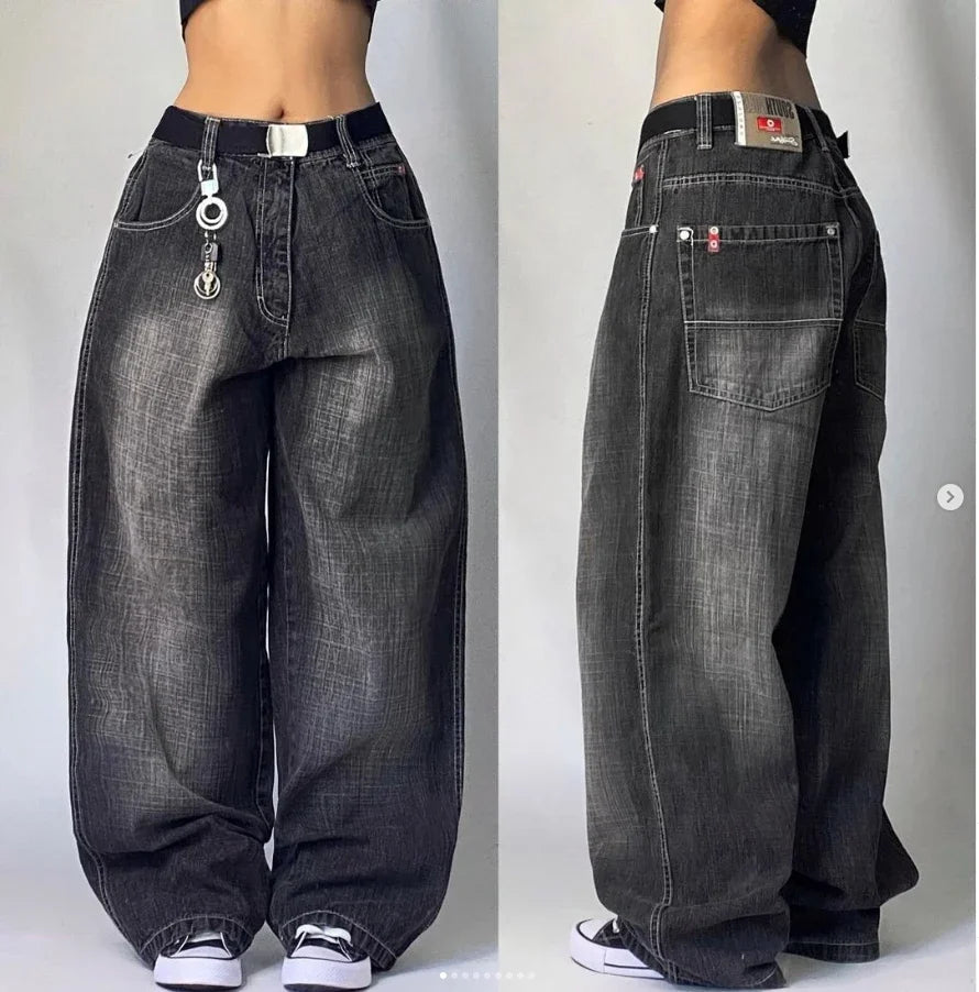 Streetwear Fashion New Multi-pocket Washed Baggy Jeans Men And Women Y2K Hip-hop Harajuku Casual Gothic High Waist Wide Trouser