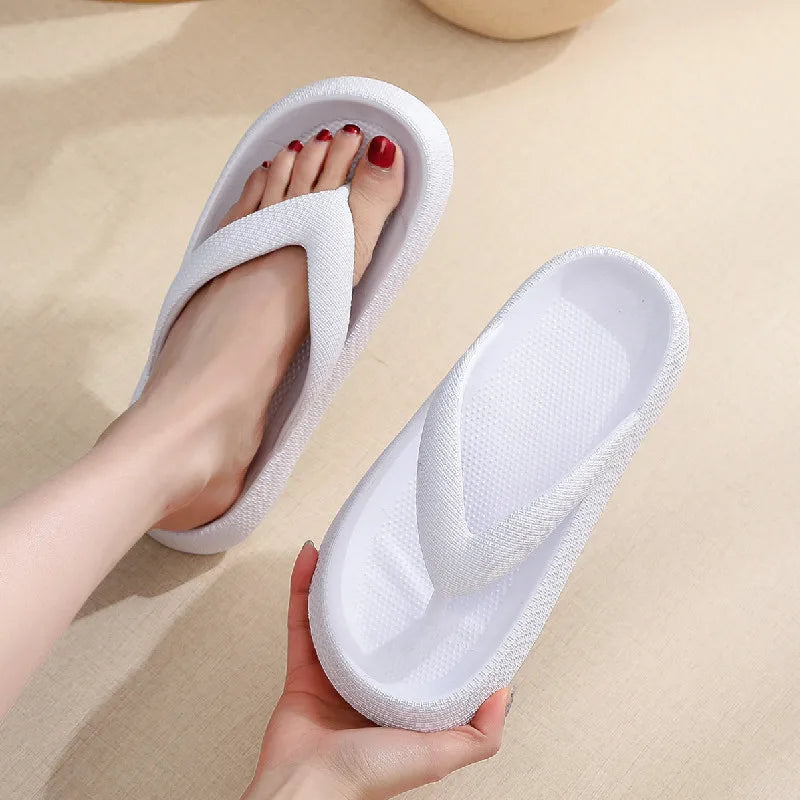 Rimocy Soft Sole EVA Women's Flip Flops Summer Beach Non-slip Cloud Slippers Women Thick Platform Clip Toe Bathroom Slides