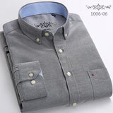 New Oxford woven men's shirt long sleeve striped fashion print casual business social breathable no-iron buckle collar