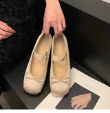 Luxury Satin Silk Ballet Shoes Woman Classic Square Toe Bowtie Elastic Band Ballerina Flats Ladies Soft Loafers