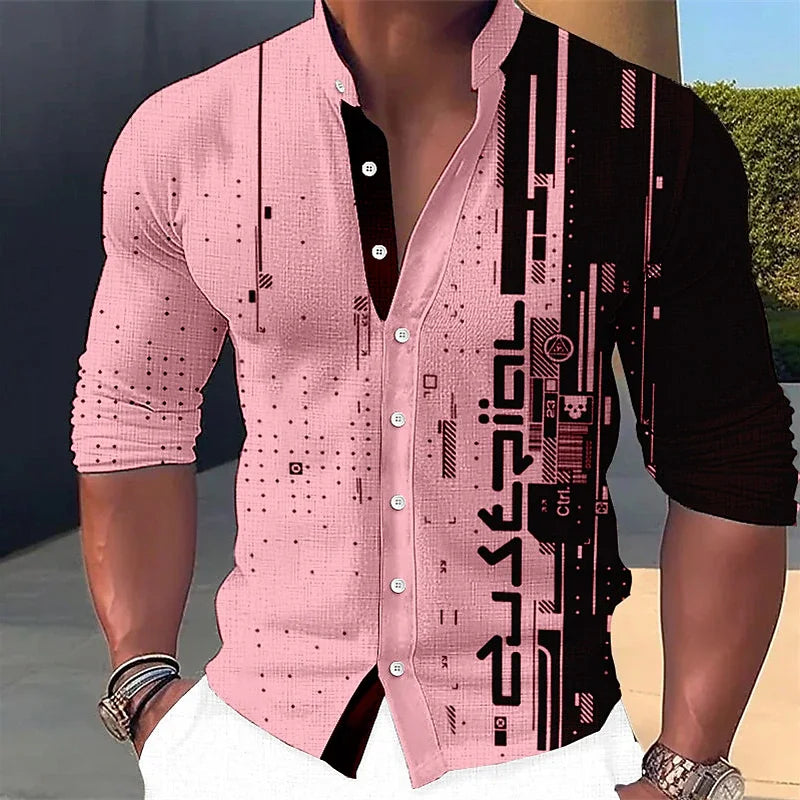 Light Luxury Fashion Men's Shirts Single Breasted Shirts Pattern Printed Long Sleeve Tops Men's Clothing Prom Cardi