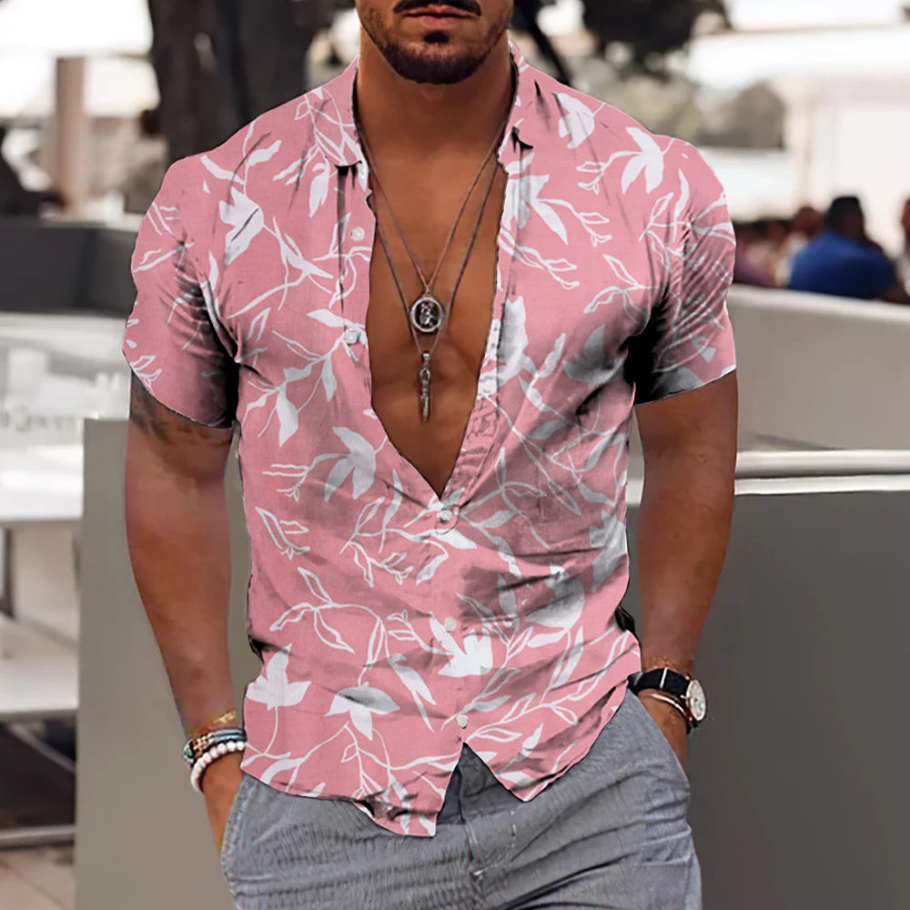 Coconut Tree Shirts For Men 3d Printed Men's Hawaiian Shirt Beach 5xl Short Sleeve Fashion Tops Tee Shirt Man Blouse Camisa