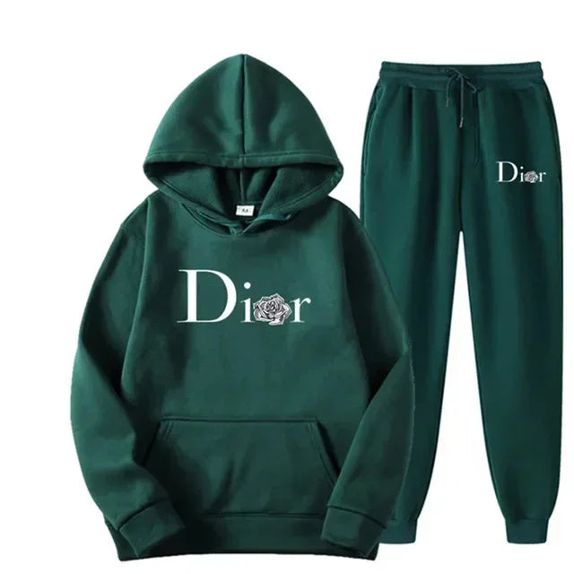 Tracksuit 2 Pieces Sets Hooded Sweatshirt +Drawstring Pants Male Hoodies Running Sportswear Women Autumn Sportswear