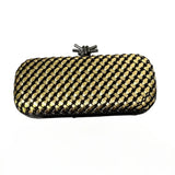 Gold Evening Clutch Bag for Women Leather and Bright Line Woven Purse Elegant Ladies Metal Knot Party Handbag Bolsas Femininas