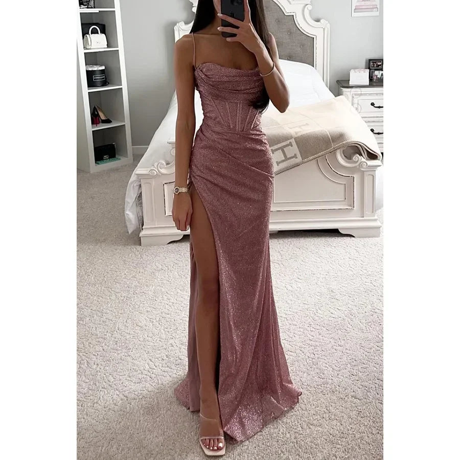 2024 Summer Women Evening Dress Sequined Trumpet Long Dresses Female Elegant New Sexy Fashion Bling Club Party Vestidos Ladies