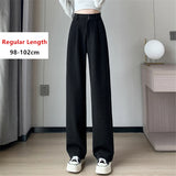 Seoulish Autumn Winter Thicken Woolen Casual Loose Full Length Pants New Button High Waist Chic Wide Leg Trousers Female