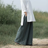 Spring Fashion cotton Wide Leg Pants plus size Female Loose Casual cotton linen Pants Trouser Autunm vintage long pants