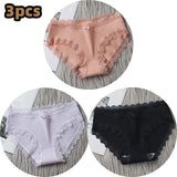 Lingerie Underwear Women Bow New Lace Panties Briefs Low Waist Solid Color Girls Cotton Femal Ropa Interior Femenina K019