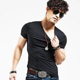 Brand New Men T Shirt Tops V neck Short Sleeve Tees Men's Fashion Fitness Hot T-shirt For Male Man T-shirt Size 5XL