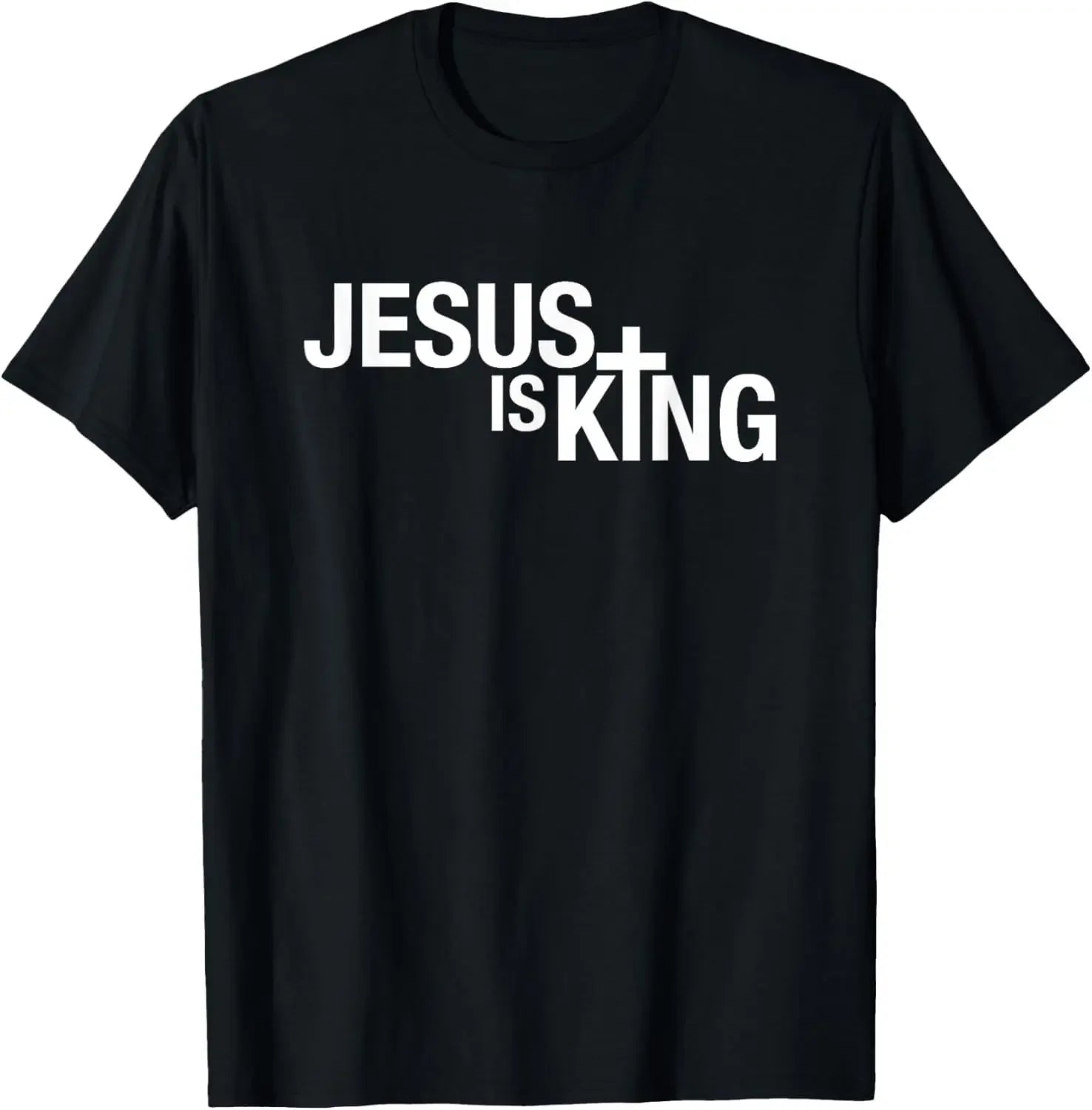 Christian Jesus Is King Design Crown T-Shirt Street Casual Couple Clothes  T Shirts for Men  Camisetas