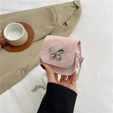 Women' Small Square Bag Butterfly Chain Shoulder Crossbody Bag Mini Lipstick Bag Simple Trendy Saddle Bag Female Exquisite Purse