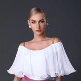 Ruffled Floating Sleeves Modern Dancing Top Women Latin Dance Top Waltz Ballroom Dance Competition Tops Practice Wear