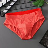 Solid Cotton Briefs Men's Convex Pouch Panties Youth Fasion Lingerie Low Rise Breathable Men's Comfortable Underwear Solid Color