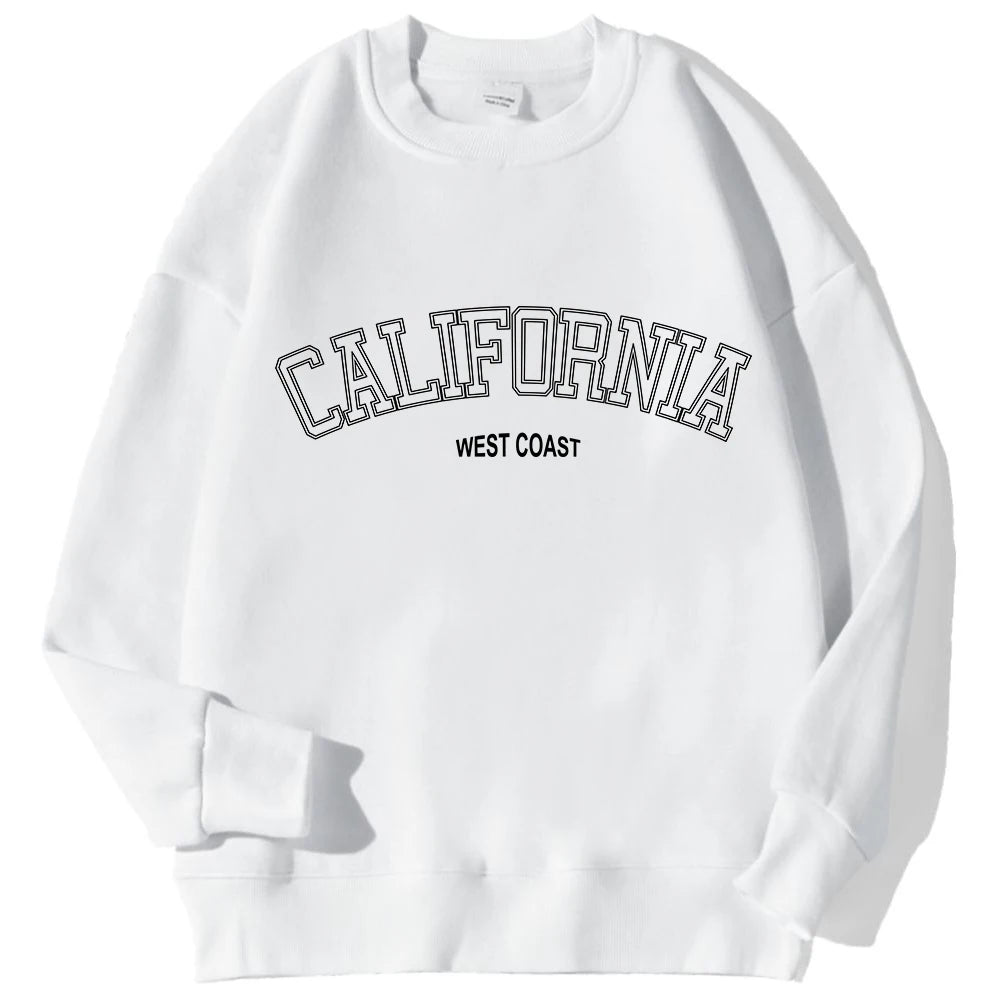 Korean Trend Woman Sweatshirts California West Coast Print Female hoodie Long Sleeves O-neck Pullovers Sporty and Rich Clothing