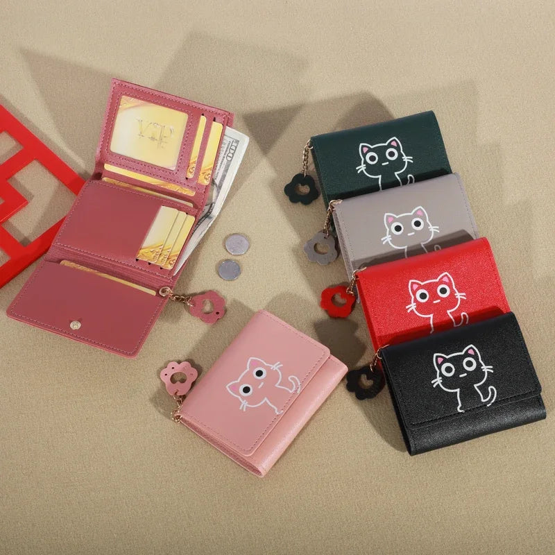 New Small Wallet Female Cat Short Fold Personalized Student Cute Mini Fashion Wallet Zero Wallet