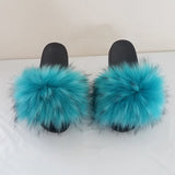 Summer Faux Fur Slippers Women Indoor Furry Fur Slides Female Plush Flip Flops Flats Sandals Casual Fluffy Slipper House Shoes