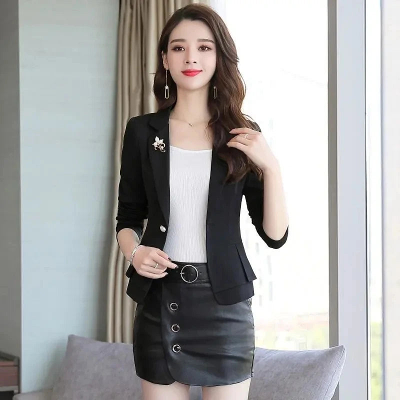 Spring Autumn Jackets Women Blazer 2024New Solid Fashion Slim Office Short Blazer Women Elegant Single Button Formal Blazer Coat