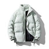 Streetwear Men's Winter Harajuku Fashion Jacket Parkas Bubble Jacket Oversize Warm Solid Coat Faux Suede Puffer Jacket