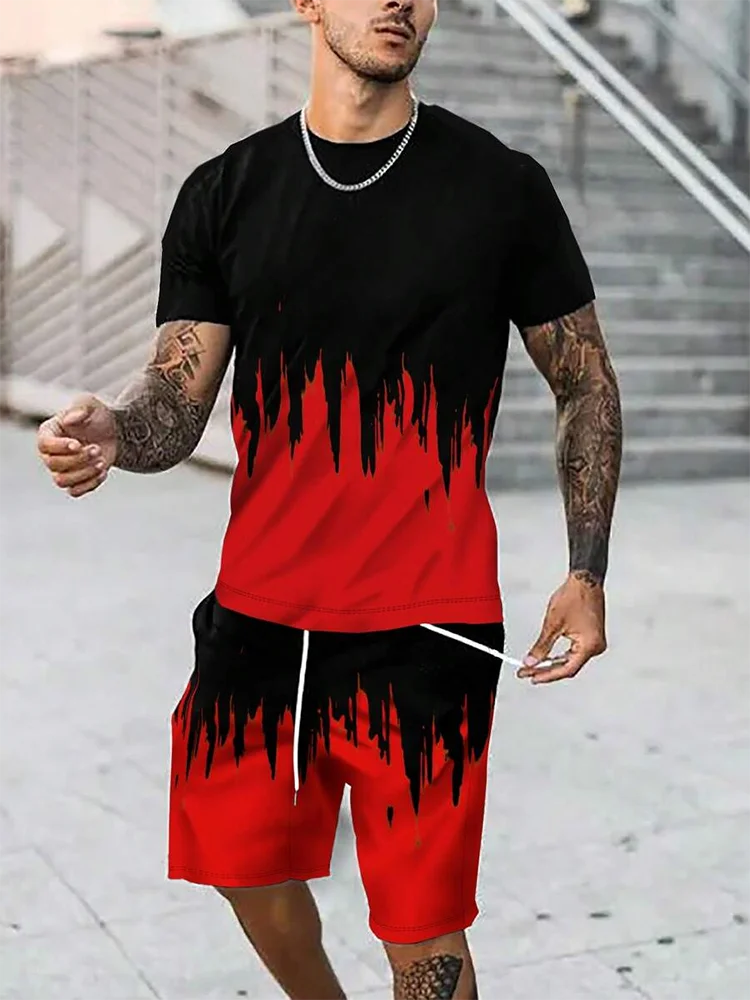 Summer Everyday Casual Men's T-shirt Shorts Set Urban Street Fashion Men's Short-sleeved Outdoor Sports Men's Shorts 3D Printing