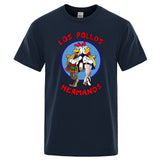 LOS POLLOS Hermanos Funny Printed T-Shirt Men Fashion Casual Short Sleeves Summer Cotton Breathable Tshirt Chicken Brothers Tee