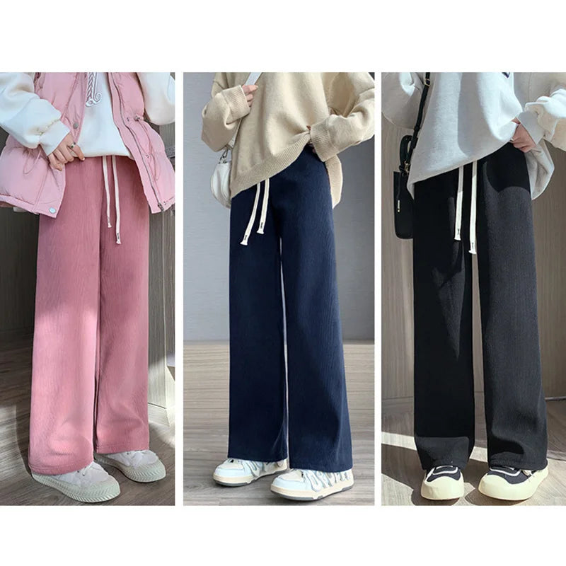 Women Long Pants Spring Autumn Women Elastic Waist Stright Long Wide leg pants Casual Female Long Pants Trousers