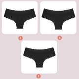 3PCS Lace Seamless Cotton Panties Ribbed Brazilian Pants Low Waist Women Panties Breathable Girls Underwear Plus Size Lingerie