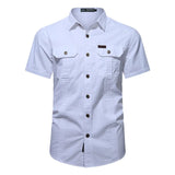 New Mens Military Shirt Men Short Sleeve Cargo Shirts 100% Cotton Casual Solid Shirt Male Pocket Work Shirt Tactical Shirt