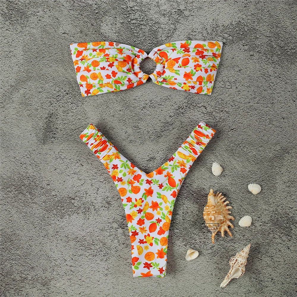 Micro Bikini Push Up Women Swimsuits 2024 Sexy Female Swimwear Brazilian Bikini Set Thong Biquini Swim Suits Print Beachwear