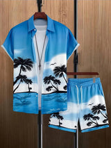 Men's Hawaiian Short-sleeved Shirt And Beach Shorts Set Beach Resort Men's Casual Shirt Summer Everyday Men's Sports Shorts