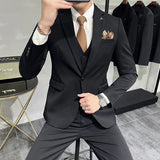 Men's Suit Jacket Vest Pants Fashion Boutique Plaid Casual Business Male Groom Wedding Tuxedo Dress 3 Pieces Set Blazers Coat