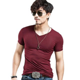 Brand New Men T Shirt Tops V neck Short Sleeve Tees Men's Fashion Fitness Hot T-shirt For Male Man T-shirt Size 5XL