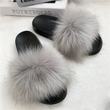 Summer Faux Fur Slippers Women Indoor Furry Fur Slides Female Plush Flip Flops Flats Sandals Casual Fluffy Slipper House Shoes