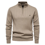 New Autumn Zipper Pullover Sweaters for Men High-Quality Warm Winter Stand Collar Cotton Knitted Sweater Men