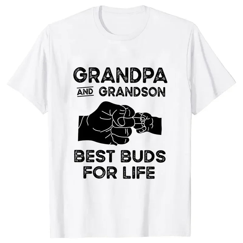 Men's T-shirts Grandpa and Grandson Best Buds for Life Tee Shirt Tops Grandpa Grandson Matching Clothes Shirts for Men Boys