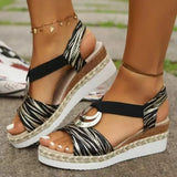 Women's Wedges Sandals Summer Snake Print Platform Sandals Gladiator Shoes Woman Comfort Casual Med High Heels Sandals