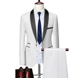 Men's Lapel Collar 3 Piece Suit Set Coat Vest Trousers / Business Groomsmen Groom Wedding Dress Blazer Jacket Pants Waistcoat