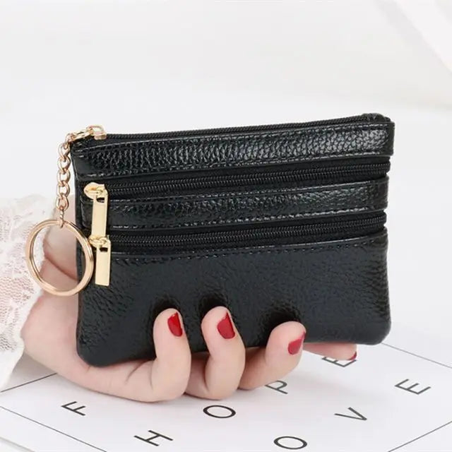 Fashion Women Wallet Clutch Three Zip Female Short Small Coin Purse New Brand Design Soft Mini Card Holder Wallet Money Bag