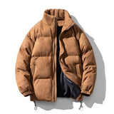 Streetwear Men's Winter Harajuku Fashion Jacket Parkas Bubble Jacket Oversize Warm Solid Coat Faux Suede Puffer Jacket