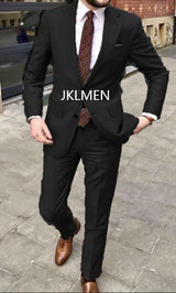 Men's Suit   Handsome Casual 2 Piece Suit For Men Wedding Tuxedos Notched Lapel Groomsmen  Business  Prom Blazer