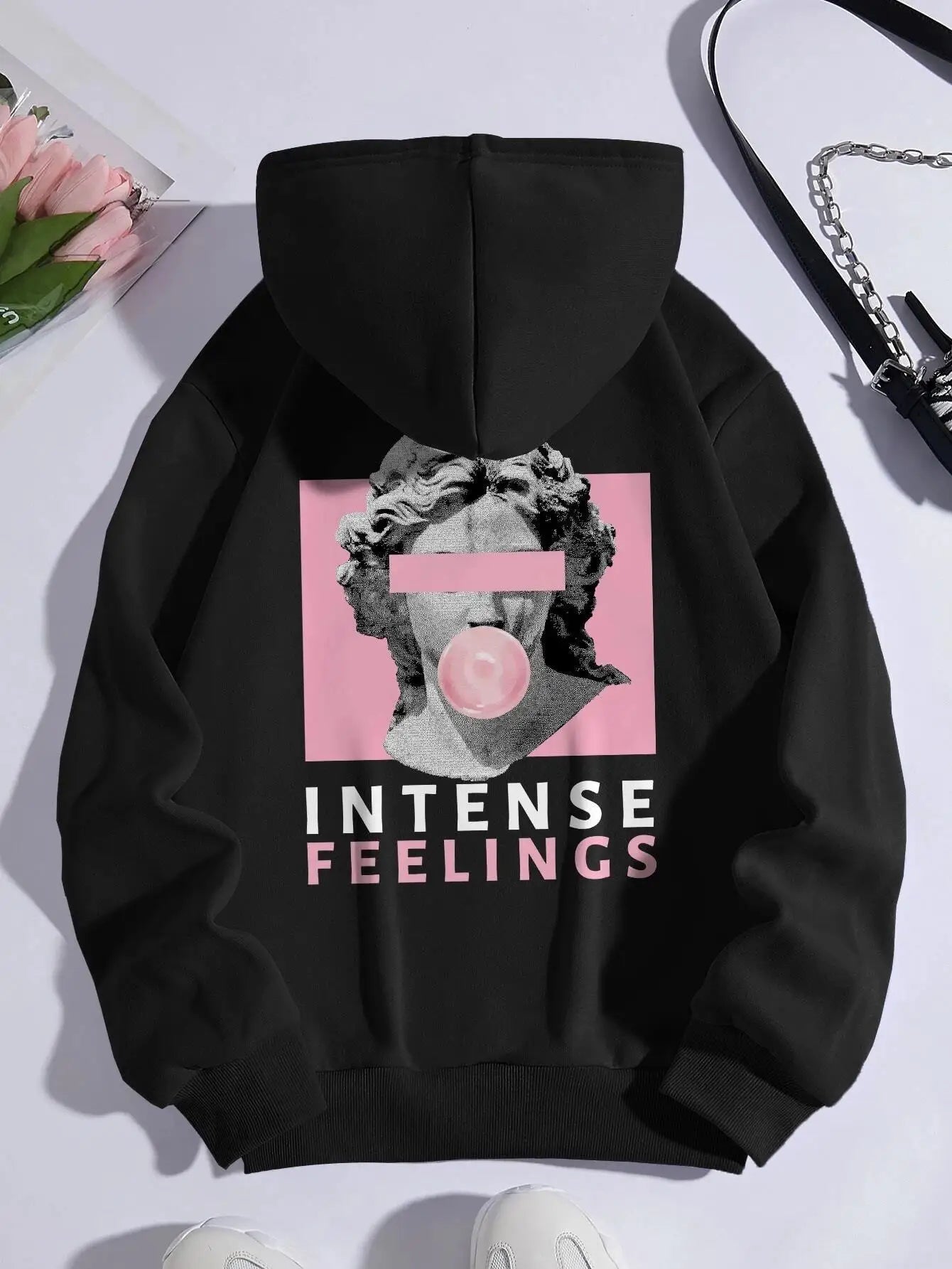 Sculpture Intense Feelings Printing Women Hoodies Casual Sports Tide Hoody Fleece Warm Comfortable Hooded Fashion Street Clothes