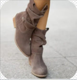 Winter New Women's Boots Large Low Heel 40-43 Suede  Ankle Boots for Women Brown Long Boots