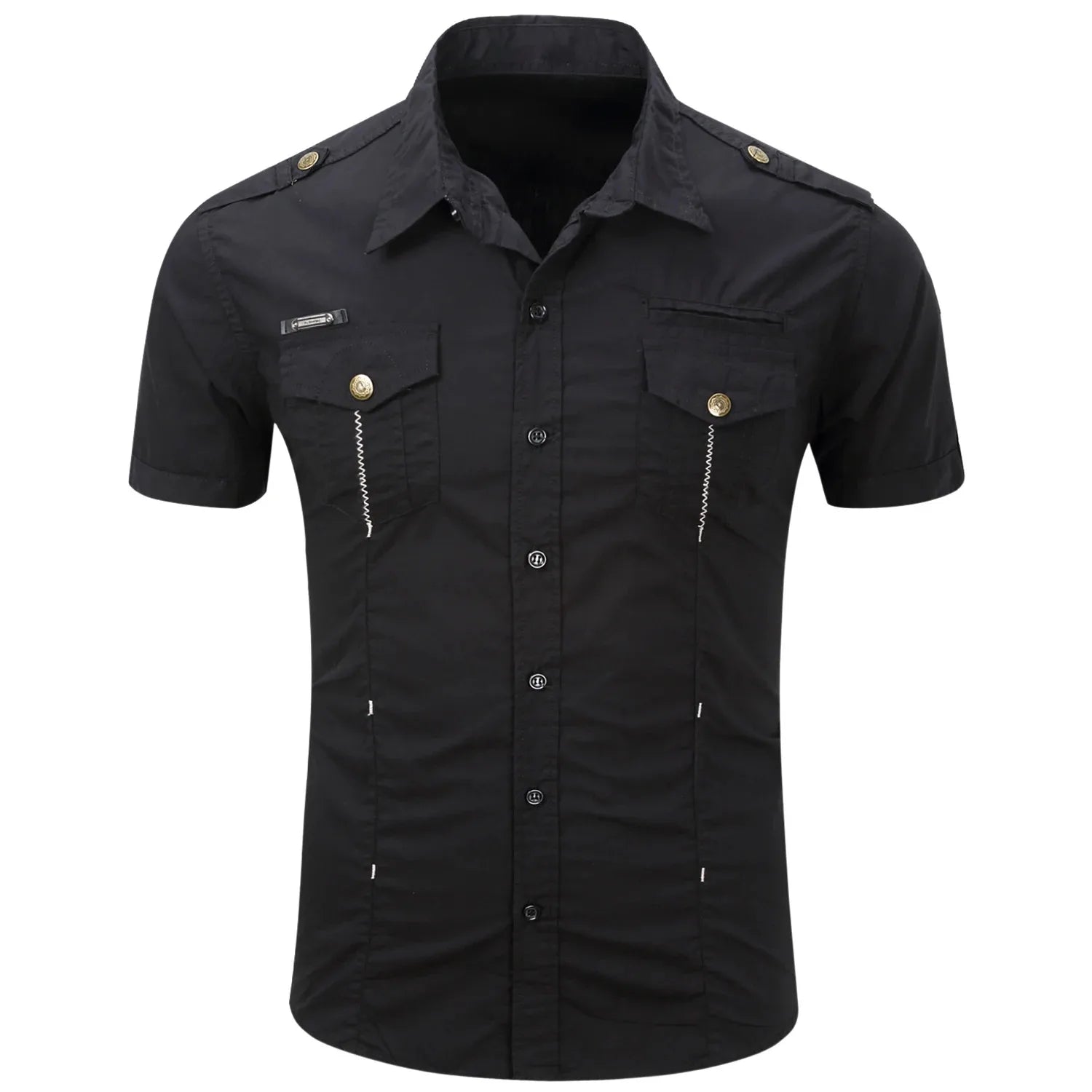 New Fashion Men's Safari Shirt Short Sleeve Summer Casual Tactical 100% Cotton Cargo Outdoor Pocket Work Shirts for Men