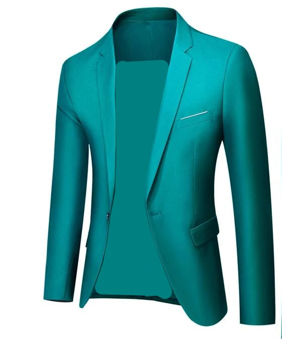 Bright Green Men's Suit Jacket, Stylish Slim Blazer, Wedding Party Dress Coat Suitable for All Seasons Asian