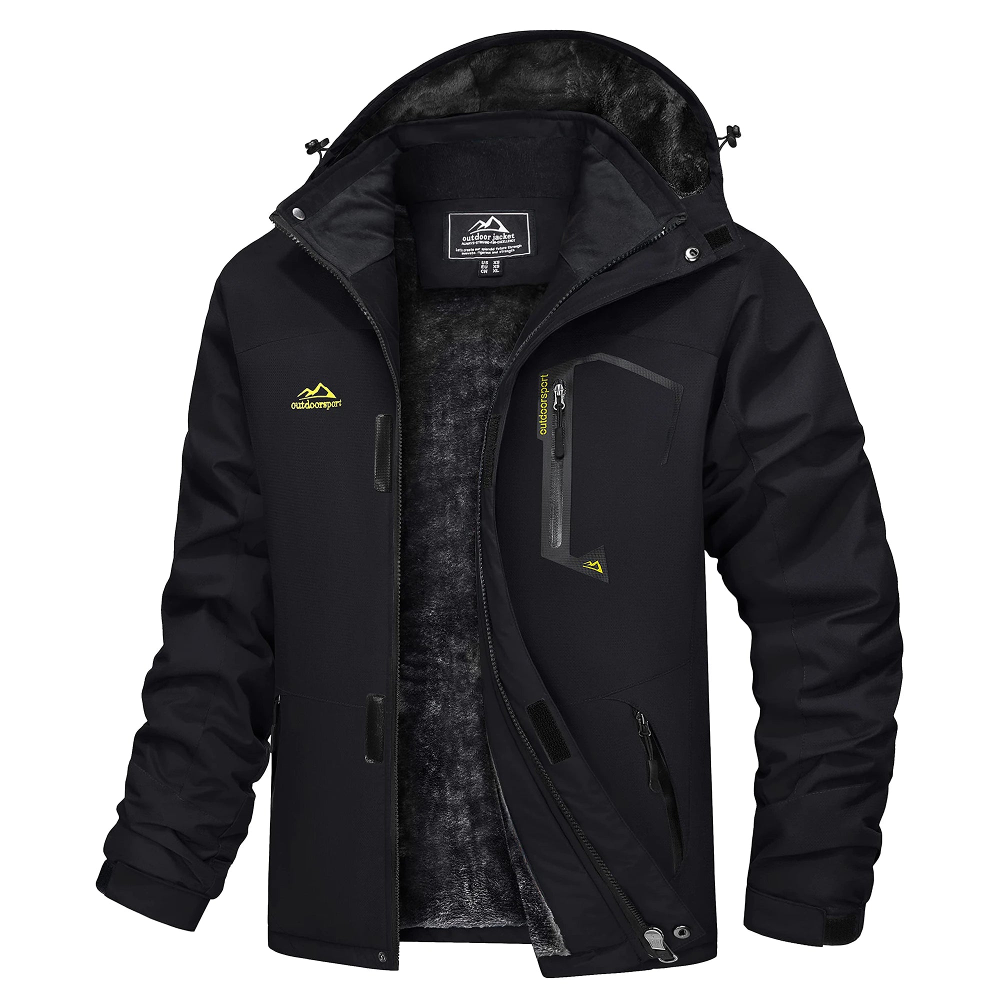 Men's Hooded Fleece Ski Jacket Waterproof Thermal Thick Warm Parka Coats Winter Snow Jacket