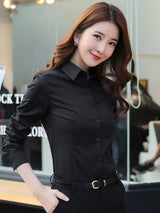 Professional Shirt Formal Dress Large Size Work Clothes OL Button Womens Tops Fashion Women Shirt White Shirt Female Long-sleeve